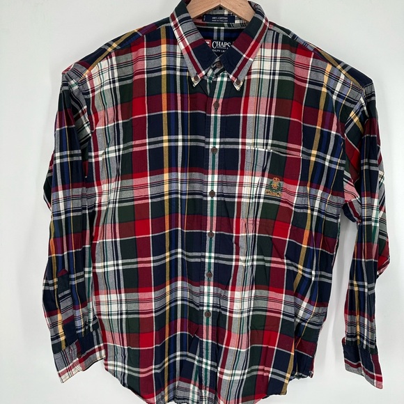 Vintage Chaps Ralph Lauren Shirt Mens Sz L Multicolor Plaid Long Sleeve U9 - Picture 2 of 6
